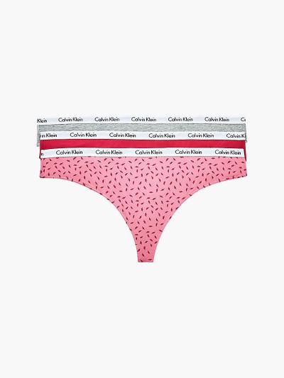 Calvin Klein Underwear HU374913 | Calvin Klein Carousel Plus Size 3 Pack Női Tanga Szürke / Rózsaszí